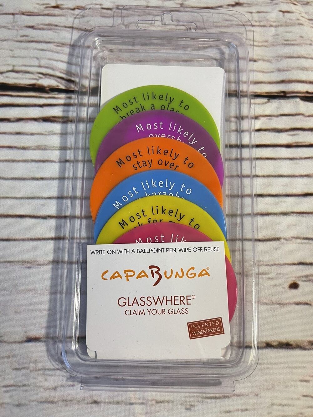 Wine Glass Identifiers Rings Funny Colorful NEW Great Gift Stocking Stuffer